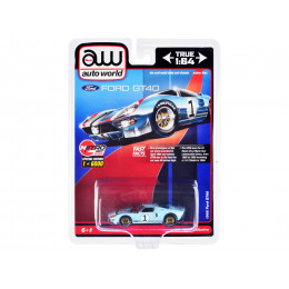 1966 Ford GT40 RHD (Right Hand Drive) #1 Light Blue with Stripes Limited Edition to 6000 pieces Worldwide 1/64 Diecast Model Car by Auto World