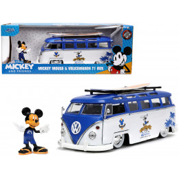 Volkswagen T1 Bus Blue and White with Graphics 