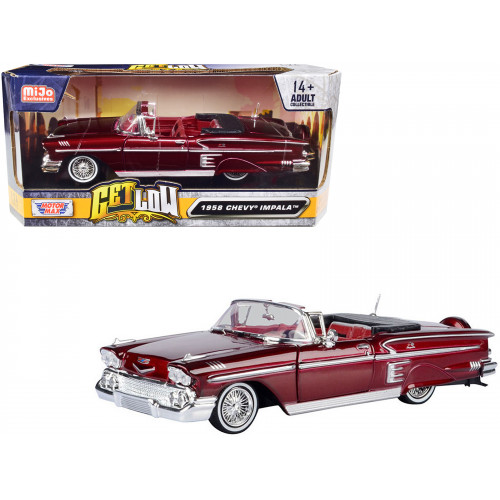 1958 Chevrolet Impala Convertible Lowrider Dark Red Metallic with Red Interior 