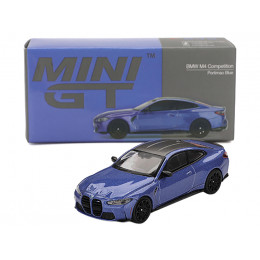 BMW M4 Competition Portimao Blue Metallic with Carbon Top Limited Edition 1/64 Diecast Model Car by Mini GT