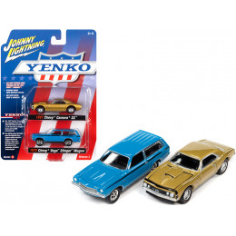1967 Chevrolet Camaro SS Gold Metallic and 1972 Chevrolet Vega Stinger Wagon Blue 