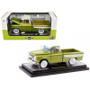 1958 Chevrolet Apache Cameo Pickup Truck Olive Green Metallic with Wimbledon White Top Limited Edition to 6250 pieces Worldwide 1/24 Diecast Model Car by M2 Machines