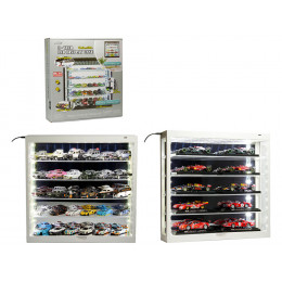 Showcase Wall Mount 5 Tier Display Case White with Mirror Back Panel 
