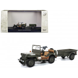 Willys Jeep 1/4-Ton Utility Truck Olive Drab with Trailer 