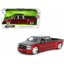 1999 Chevrolet Silverado Dually Pickup Truck Red Metallic and Gray with Custom KMC Wheels 