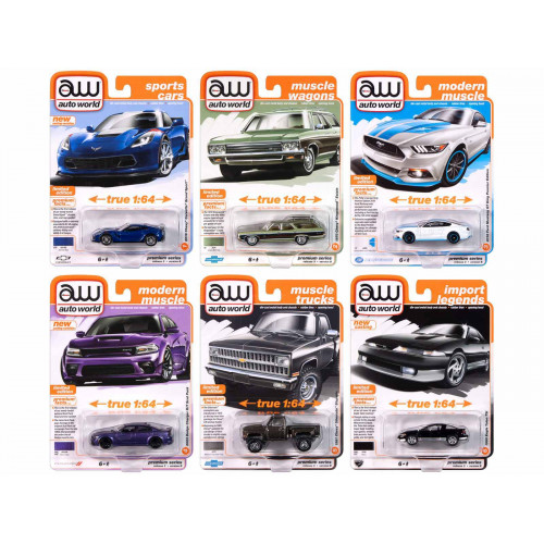 Auto World Premium 2024 Set B of 6 pieces Release 3 1/64 Diecast Model Cars by Auto World