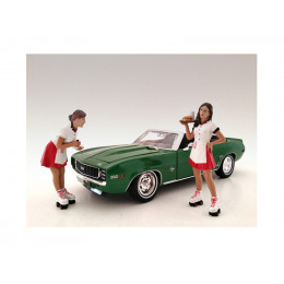 Carhop Waitress Brittany and Grace 2 piece Figurine Set for 1/24 Models by American Diorama