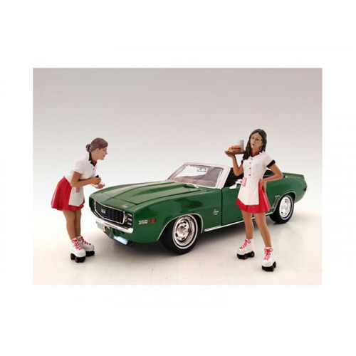 Carhop Waitress Brittany and Grace 2 piece Figurine Set for 1/24 Models by American Diorama