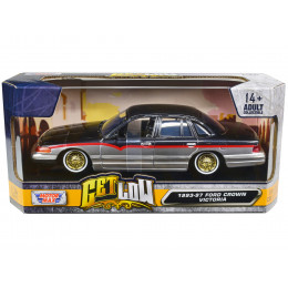 1993-1997 Ford Crown Victoria Lowrider Black Metallic and Silver with Red Stripes 
