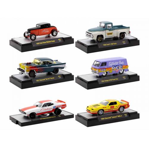 'Auto Meets' Set of 6 Cars IN DISPLAY CASES Release 84 Limited Edition 1/64 Diecast Model Cars by M2 Machines