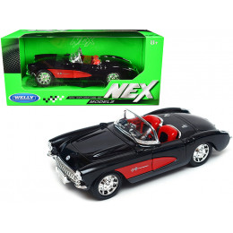 1957 Chevrolet Corvette Convertible Black and Red with Red Interior 