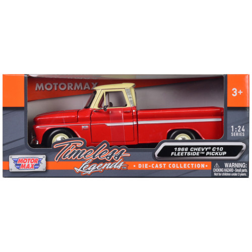 1966 Chevrolet C10 Fleetside Pickup Truck Red with Cream Top 