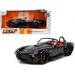 1965 Shelby Cobra 427 S/C Black with Matt Black and Red Stripes and Red Interior 