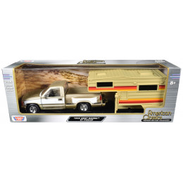 1992 GMC Sierra GT Pickup Truck Gold Metallic with White Sides with Camper Shell 