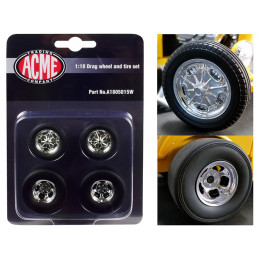 Chrome Drag Wheel and Tire Set of 4 pieces from 