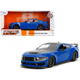2024 Ford Mustang Dark Horse Blue Metallic with Black and Gray Stripes 