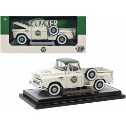 1958 GMC Stepside Pickup Truck Light Beige with Green Top 