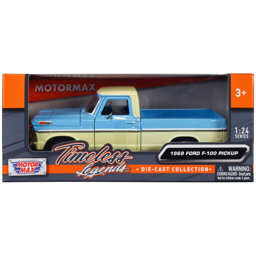 1969 Ford F-100 Pickup Truck Light Blue and Cream 