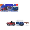 Jeep Red with Horse Trailer Blue and Horse Accessory Diecast Model by Siku