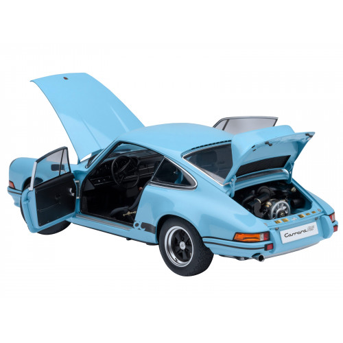 Porsche 911 Carrera 2.7 RS Gulf Blue with Black Stripes and Wheels 1/18 Model Car by Autoart