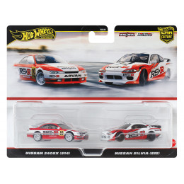 Nissan 240SX (S14) RHD (Right Hand Drive) #19 Red and White and Nissan Silvia (S15) RHD (Right Hand Drive) Red and White 