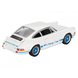 Porsche 911 Carrera RS 2.7 Grand Prix White with Blue Stripes and Wheels Limited Edition to 4800 pieces Worldwide 1/64 Diecast Model Car by Mini GT