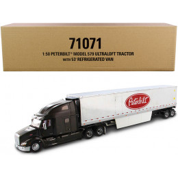 Peterbilt 579 UltraLoft Truck Tractor with 53' Refrigerated Van Legendary Black and Chrome 