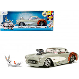 1957 Chevrolet Corvette Beige with Pink Interior with Bugs Bunny Figure 