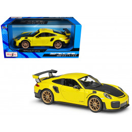 Porsche 911 GT2 RS Yellow with Carbon Hood and Gold Wheels 