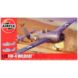 Level 2 Model Kit Grumman F4F-4 Wildcat Fighter Aircraft with 2 Scheme Options 1/72 Plastic Model Kit by Airfix