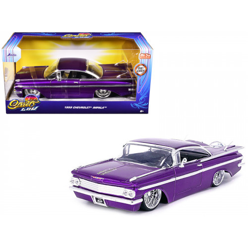 1959 Chevrolet Impala Lowrider Candy Purple with DUB Wire Wheels 