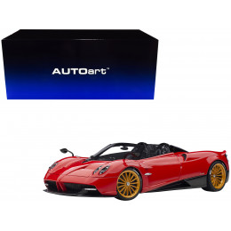 Pagani Huayra Roadster Rosso Monza Red and Carbon with Luggage Set 1/18 Model Car by Autoart