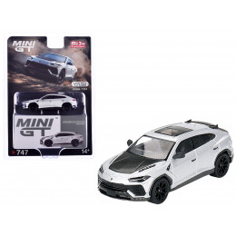 Lamborghini Urus Performante Grigio Nimbus Gray Metallic with Carbon Hood Limited Edition to 5400 pieces Worldwide 1/64 Diecast Model Car by Mini GT