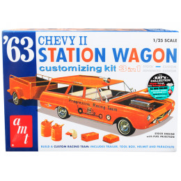 Skill 2 Model Kit 1963 Chevrolet II Station Wagon with Trailer 3-in-1 Kit 1/25 Scale Model by AMT