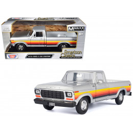 1979 Ford F-150 Custom Pickup Truck Silver Metallic with Side Stripes 