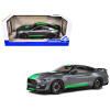 2020 Ford Shelby Mustang GT500 Carbonized Gray Metallic with Neon Green Stripes 1/18 Diecast Model Car by Solido