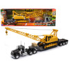 Kenworth W900 Truck with Lowboy Trailer Black and Crane Yellow
