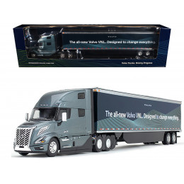 Volvo VNL 860 High-Roof Sleeper and 53' Trailer with Skirts Coastal Mist Gray Metallic 1/50 Diecast Model by First Gear