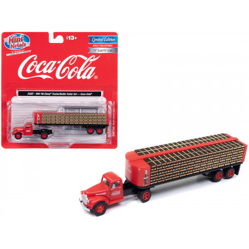1941-1946 Chevrolet Tractor Red with Flatbed Bottle Trailer 