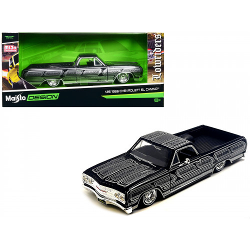1965 Chevrolet El Camino Lowrider Black Metallic with Silver Graphics 