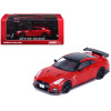 Nissan GT-R (R35) Nismo RHD (Right Hand Drive) Red with Carbon Hood and Top 1/64 Diecast Model Car by Inno Models