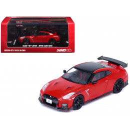 Nissan GT-R (R35) Nismo RHD (Right Hand Drive) Red with Carbon Hood and Top 1/64 Diecast Model Car by Inno Models