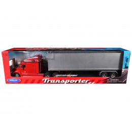 Freightliner Columbia Truck Red with Gray Container 1/32 Diecast Model by Welly