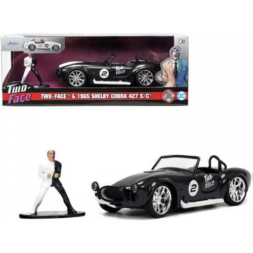 1965 Shelby Cobra 427 S/C #2 Black Metallic and White and Harvey Two-Face Diecast Figure 