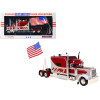 1997 Peterbilt 379 Tractor Truck White and Red Metallic with American Flag Limited Edition to 504 pieces Worldwide