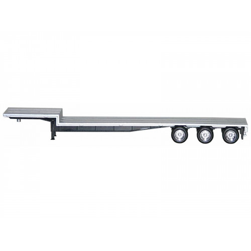 48ft 3-Axle Drop Deck Trailer with Chrome Wheels and Silver Top 1/87 (HO) Plastic Model by Promotex