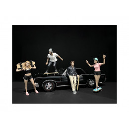 Skateboarders Figurines 4 piece Set for 1/24 Scale Models by American Diorama
