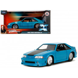 1989 Ford Mustang GT Blue with Black Hood Stripes 