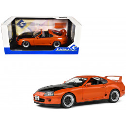 1993 Toyota Supra MK4 (A80) RHD (Right Hand Drive) Orange Metallic with Black Hood 1/18 Diecast Model Car by Solido