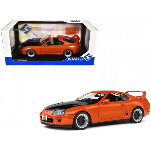 1993 Toyota Supra MK4 (A80) RHD (Right Hand Drive) Orange Metallic with Black Hood 1/18 Diecast Model Car by Solido